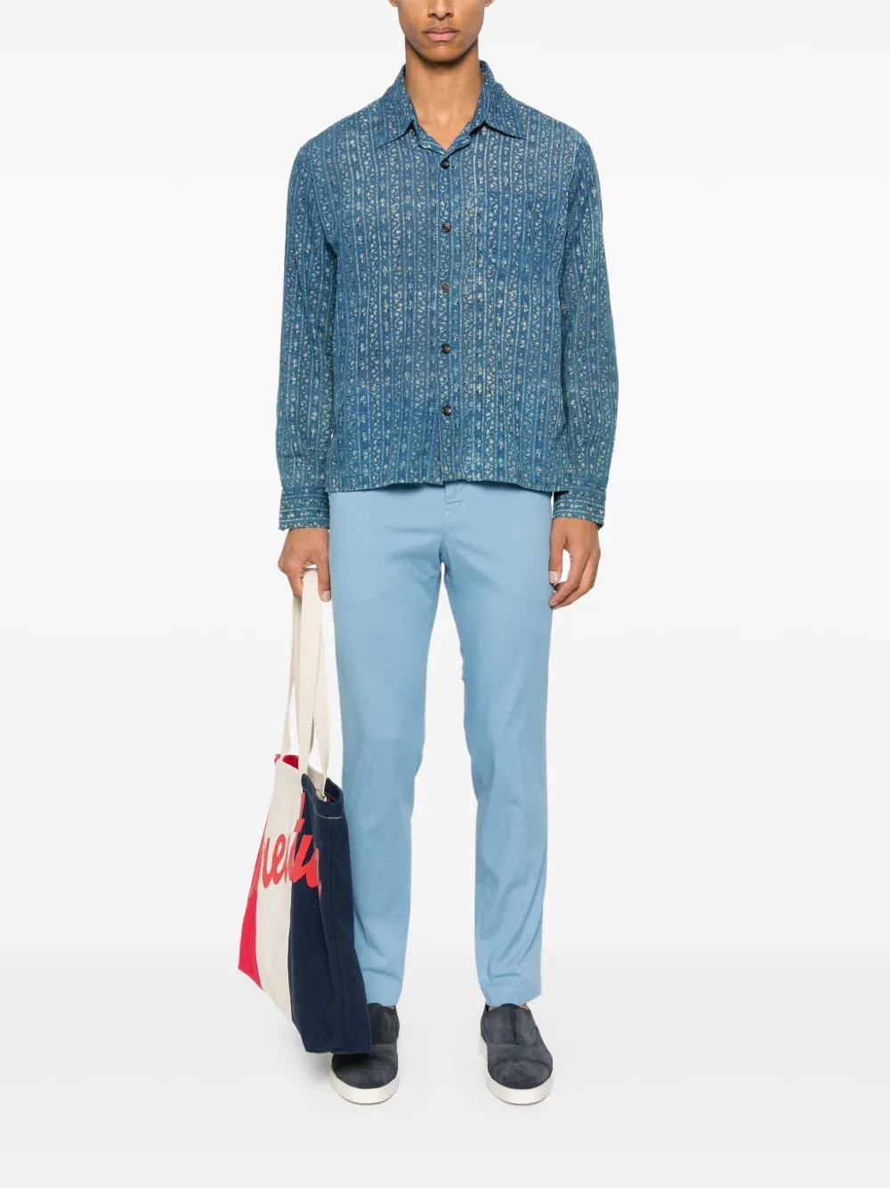 PT Torino Chino van stretchkatoen - Blauw