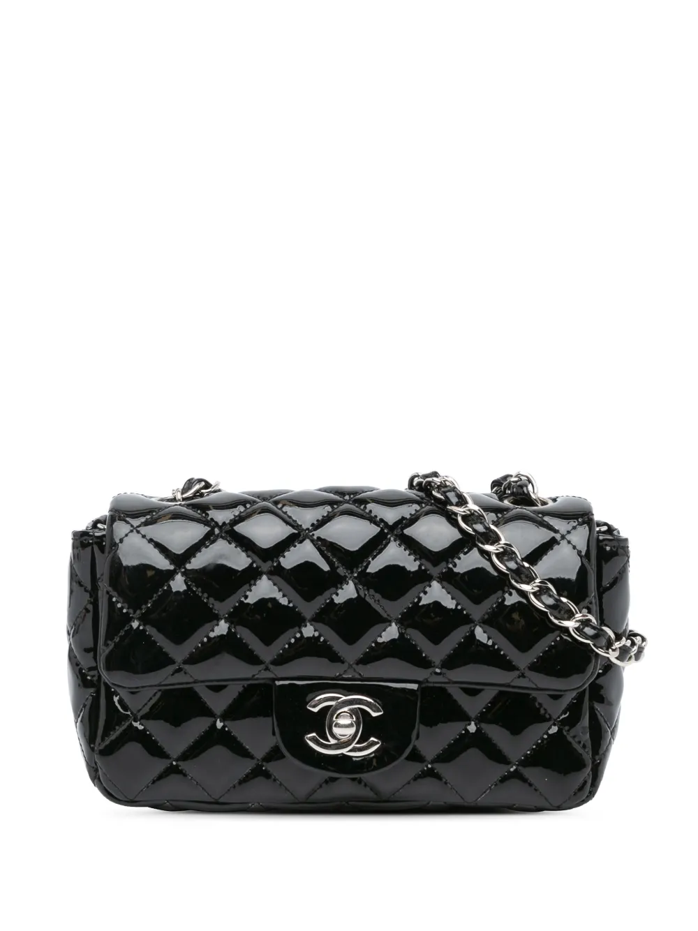 CHANEL Pre-Owned 2014-2015 Mini Rectangular Classic Patent Single Flap crossbody bag | Black | Image 1