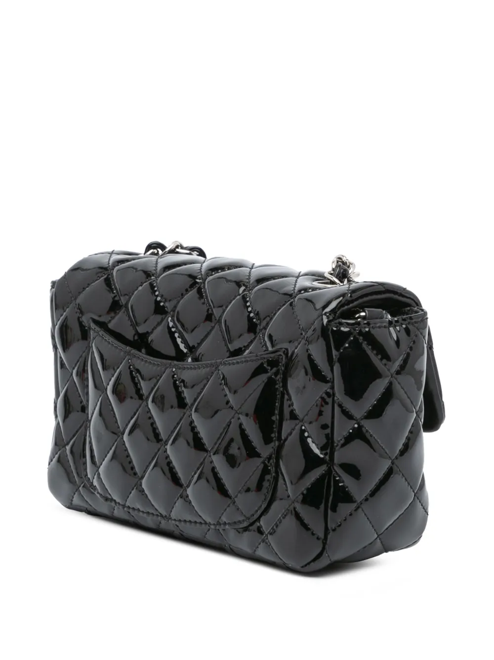 CHANEL Pre-Owned 2014-2015 kleine gelakte rechthoekige Classic Single Flap crossbodytas - Zwart