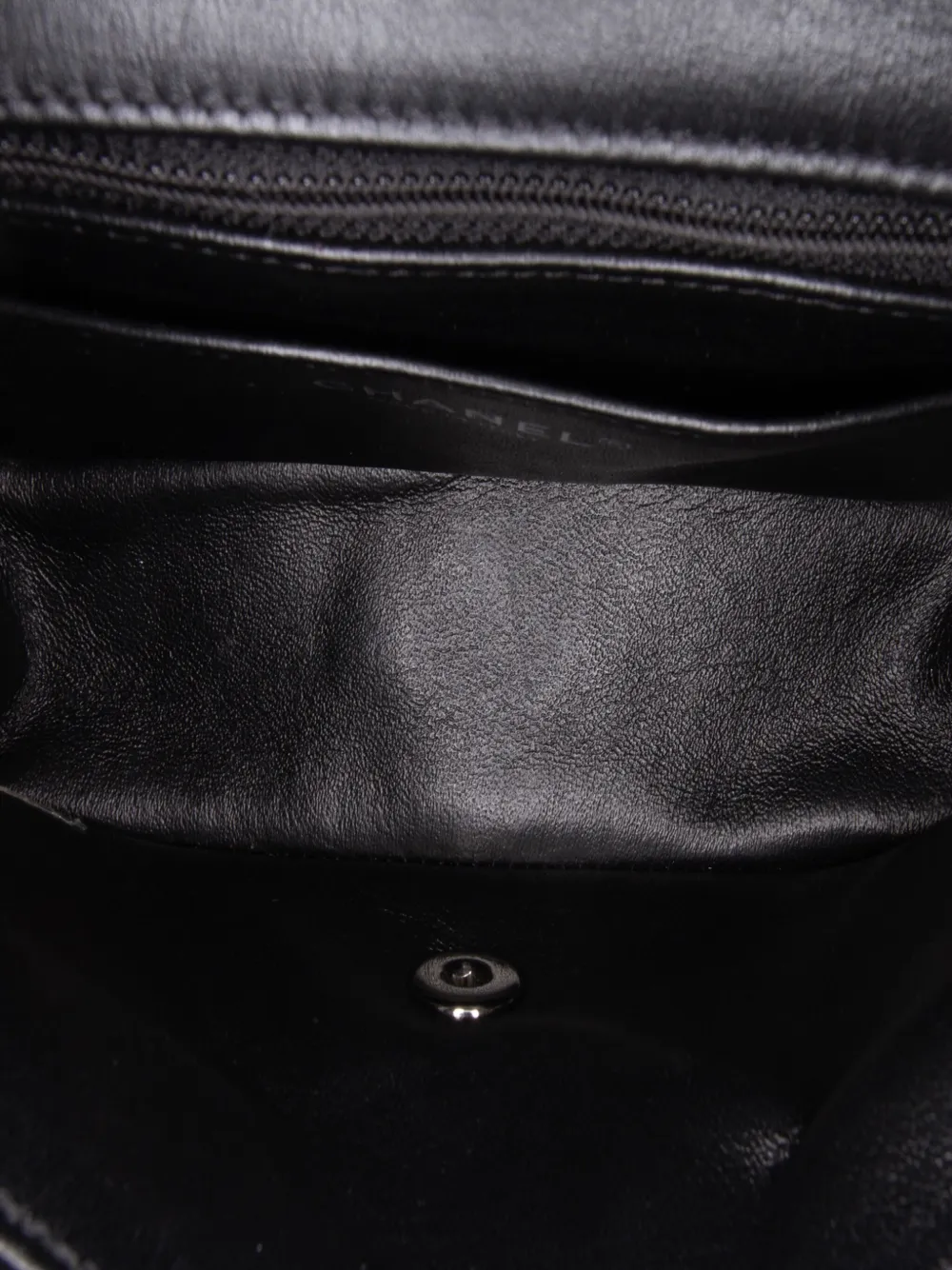 Pre-owned Chanel 2014-2015 Mini Rectangular Classic Patent Single Flap Crossbody Bag In Black