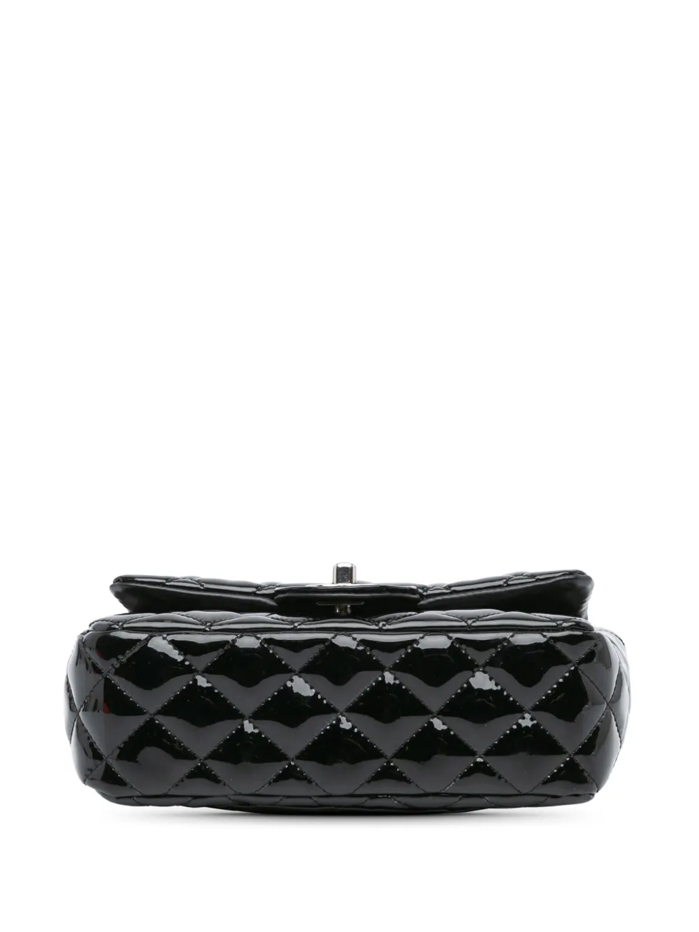 Pre-owned Chanel 2014-2015 Mini Rectangular Classic Patent Single Flap Crossbody Bag In Black