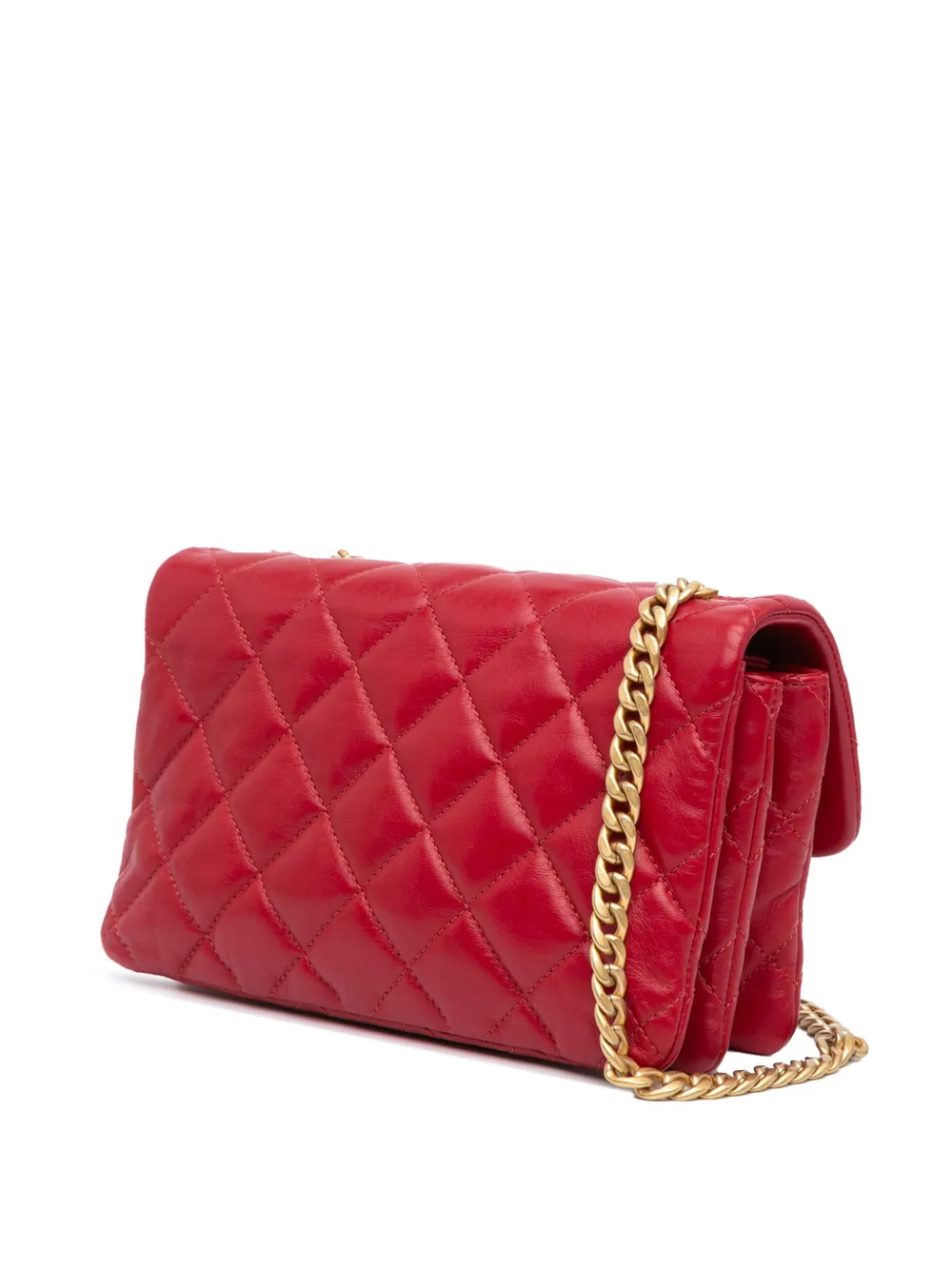 CHANEL Pre-Owned 2021-2024 kleine Pillow Crush Flap gewatteerde lamsleren schoudertas - Rood