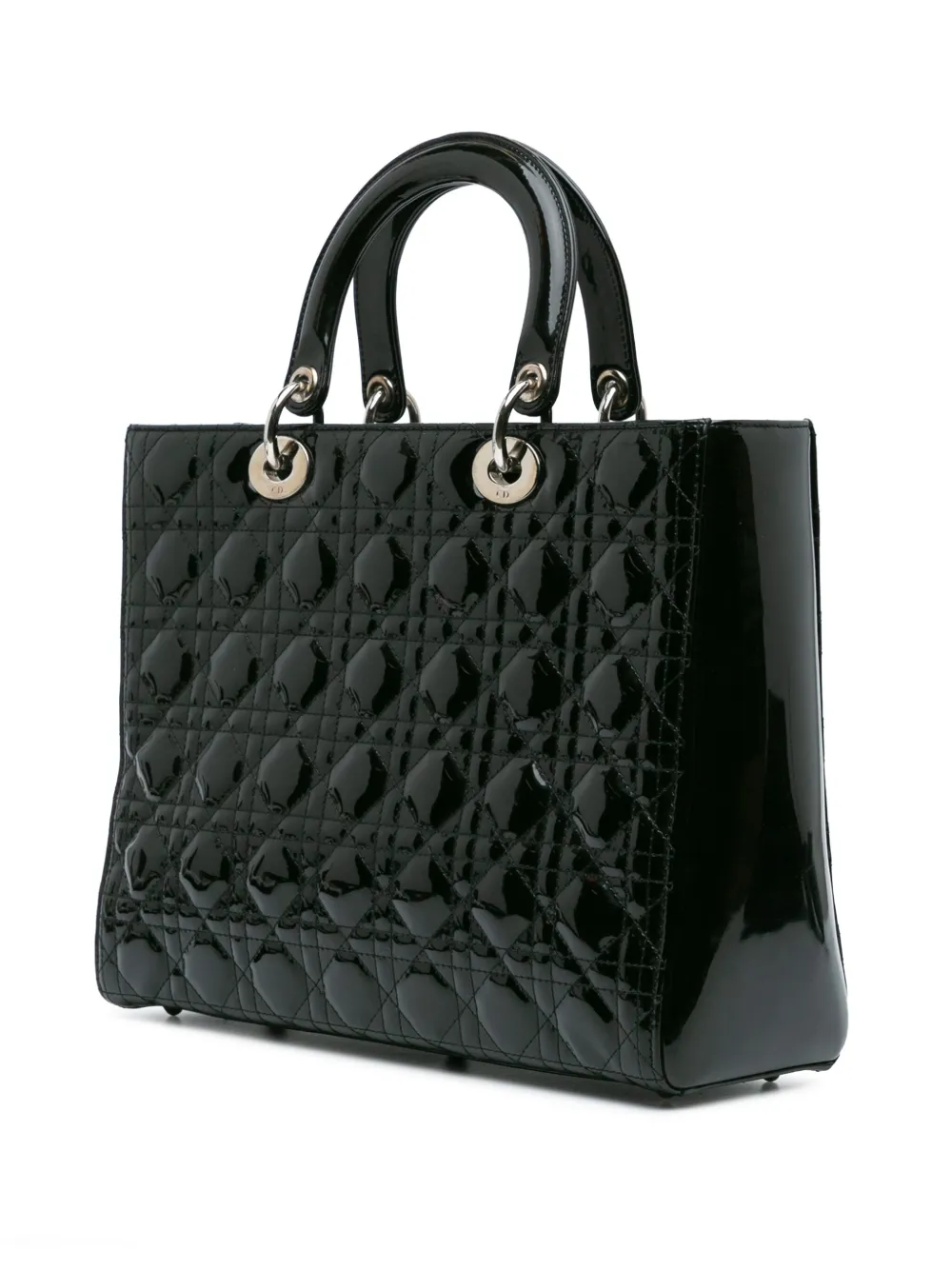 Christian Dior Pre-Owned 2012 grote gelakte Cannage Lady Dior boekentas - Zwart