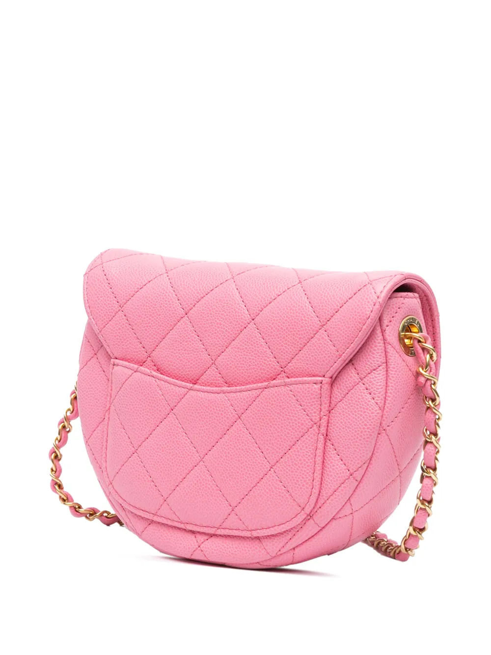 CHANEL Pre-Owned 2021-2024 Mini CC Caviar Messenger Flap gewatteerde crossbodytas - Roze