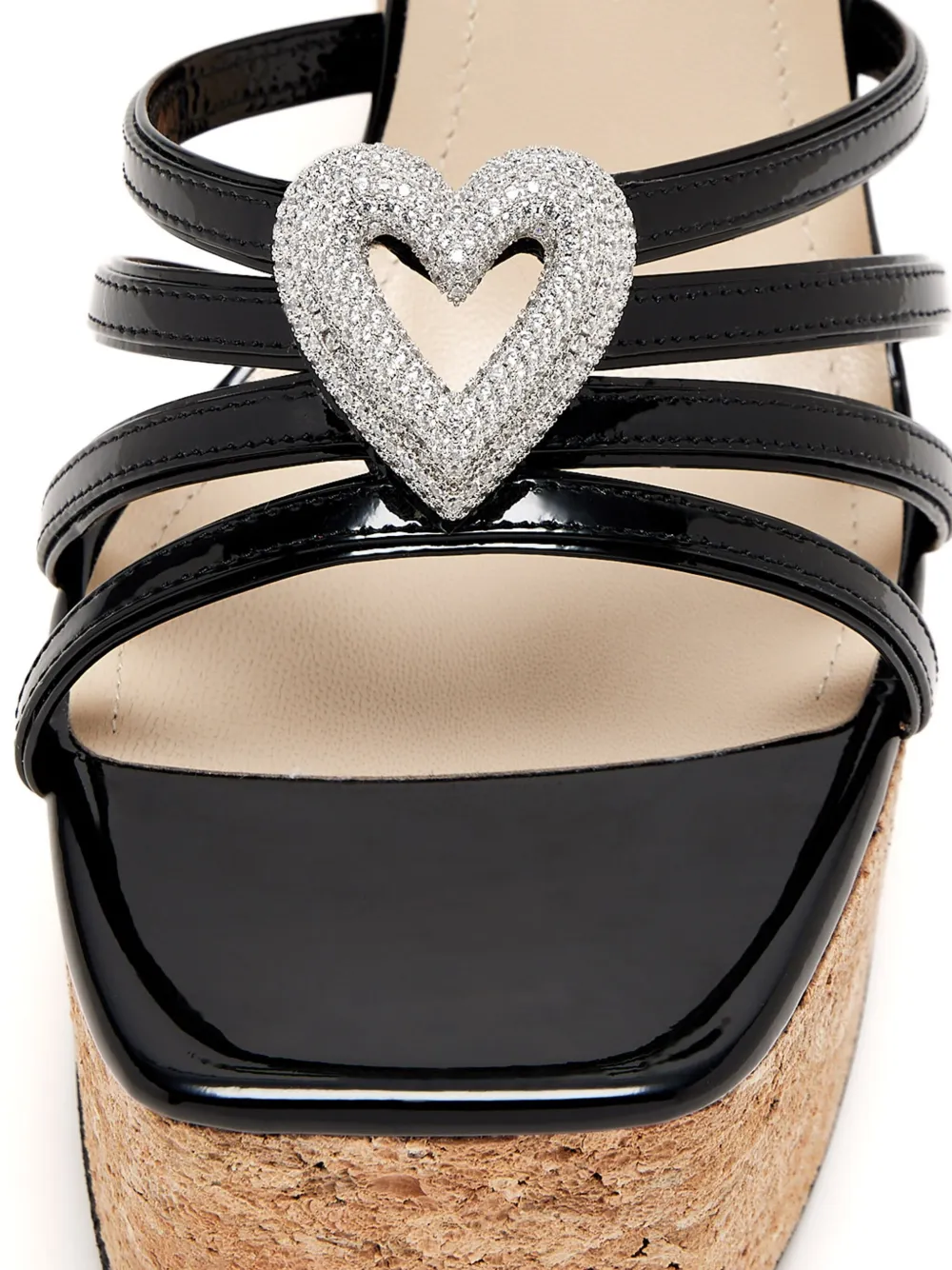 MACH & MACH 120mm double-embellished heart sandals Black