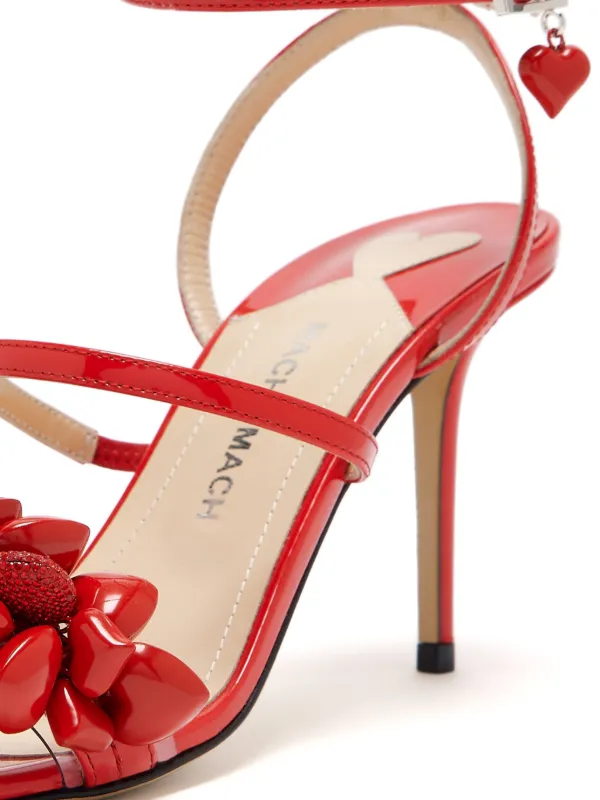 【関税込み】MACH & MACH ピンク Heart エンベリッシュ サンダル MACH & MACH 85mm Petit Coeur Sandals | Red | FARFETCH GE