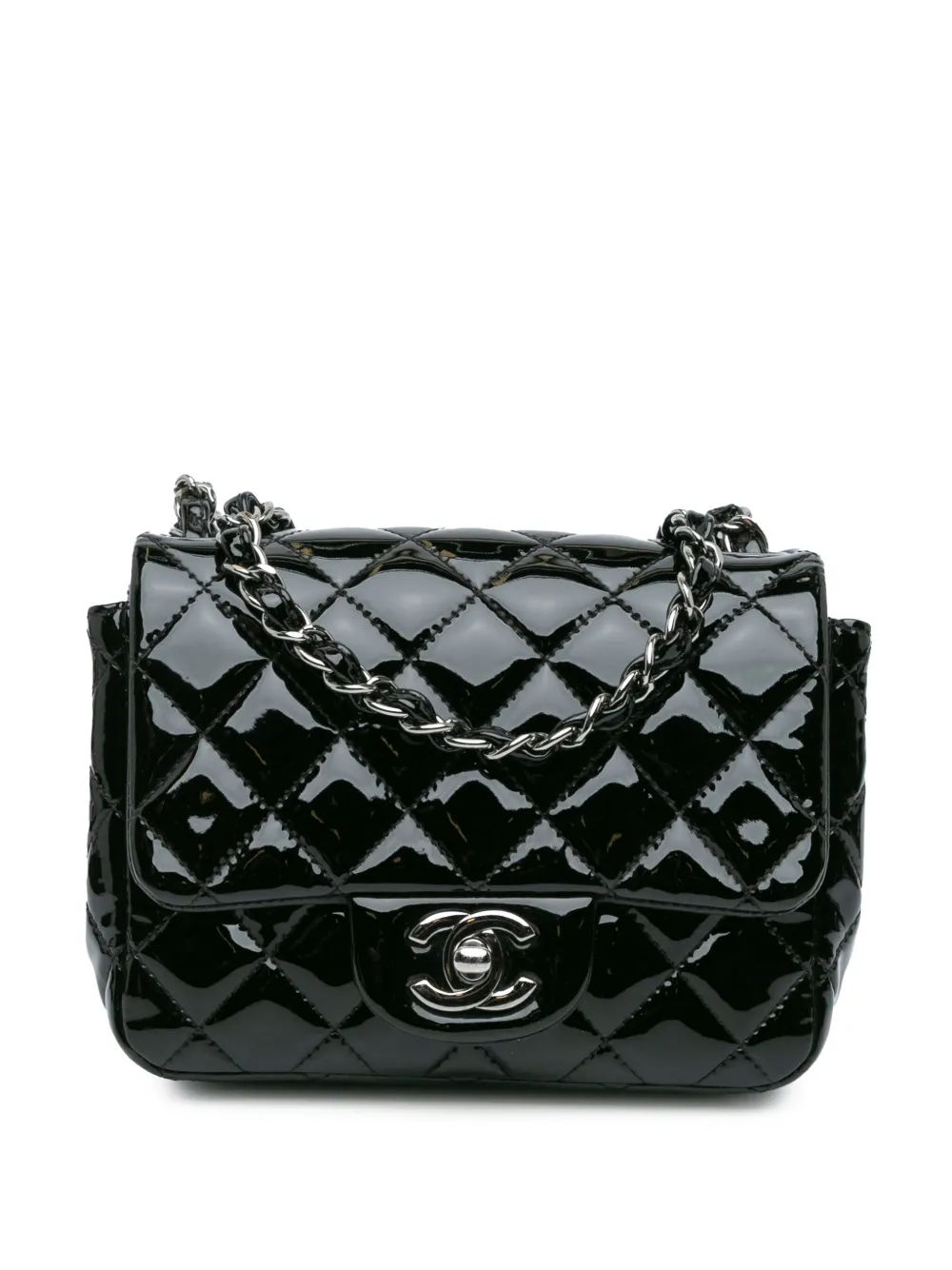 CHANEL Pre-Owned شنطة كروس صغيرة كلاسيكية 'سينغل فلاب' مربعة مصقولة 2016-2017 | أسود | Image 1