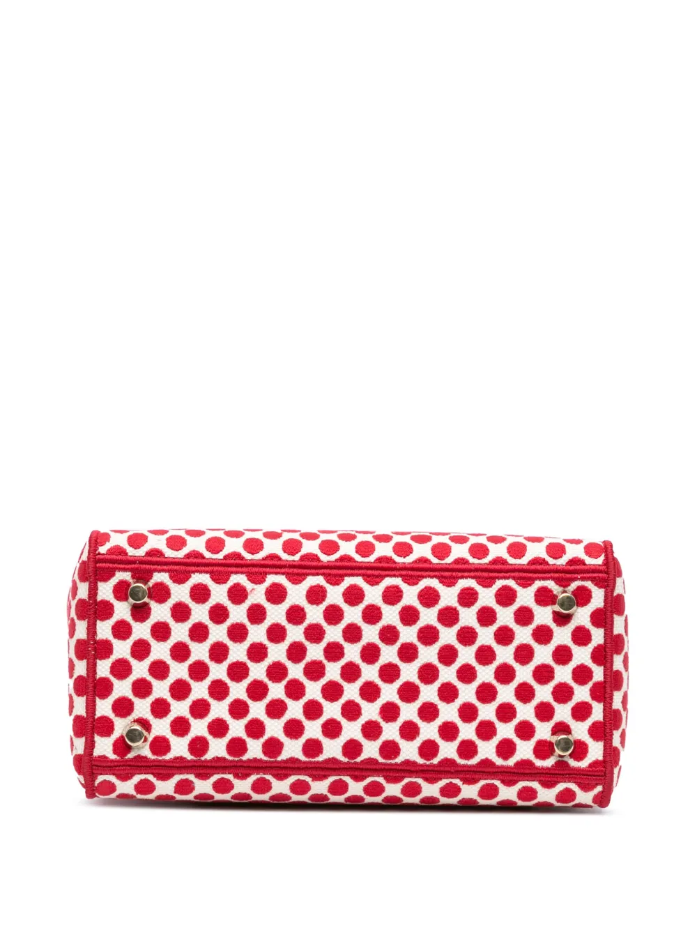 Pre-owned Dior 2020 Medium Canvas Amour Dots Lady D Lite Satchel In Red