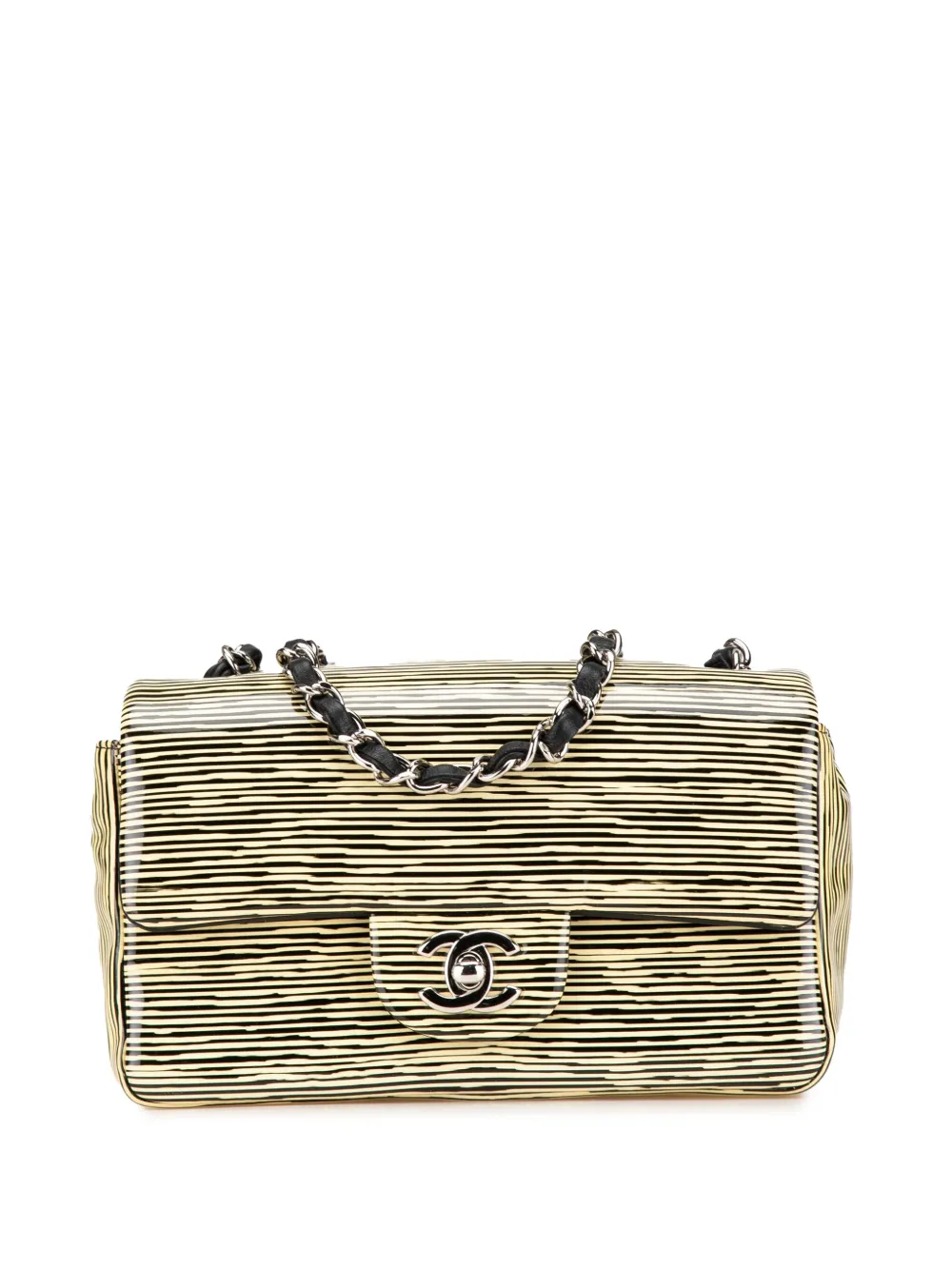 CHANEL Pre-Owned 2014 Mini Rectangular Classic Patent Striped Single Flap crossbody bag | Yellow | Image 1