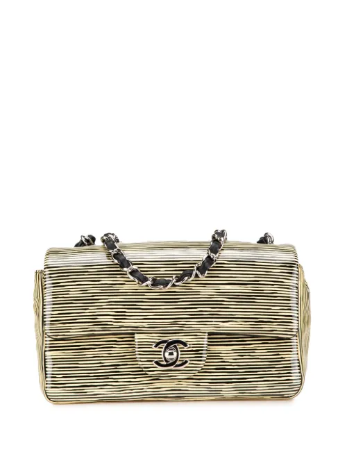 Mini sac à bandoulière Rectangular Patent Single Flap à rayures (2014) - CHANEL Pre-Owned - Modalova