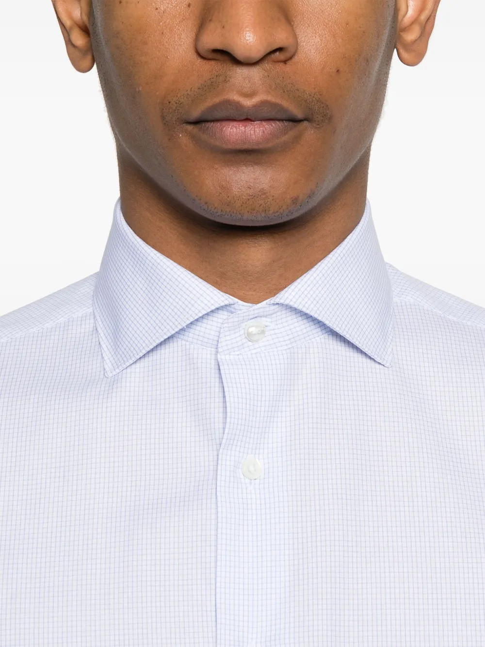 Canali Geruit overhemd Blauw