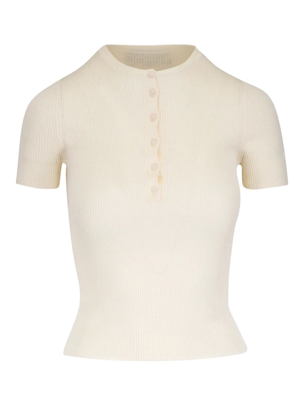 Nili Lotan Geribbelde top met korte mouwen Beige