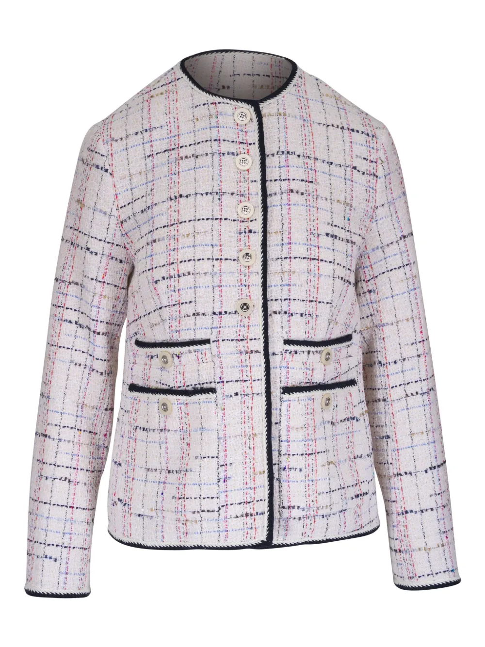 Veronica Beard Geruit tweed jack Wit
