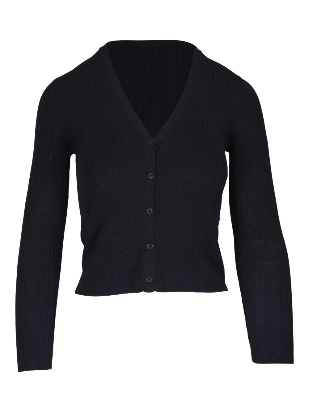 Nili Lotan Ribbed Button Cardigan In Black