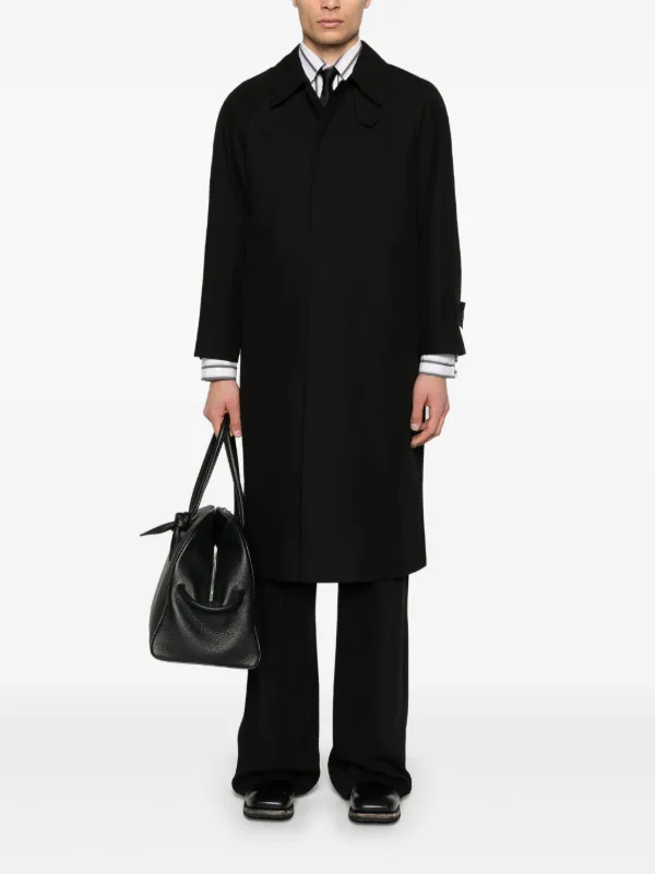 ジャケット・アウター DUNST UNISEX BELTED WOOL MAC COAT BLACK DUNST