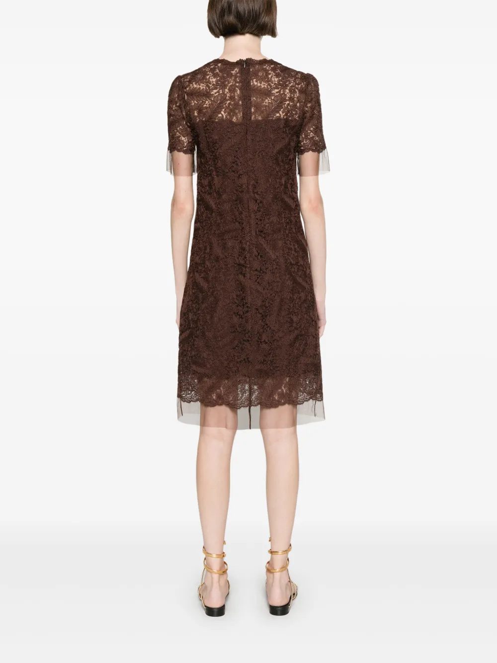 Ermanno Scervino Mini-jurk met kant Bruin