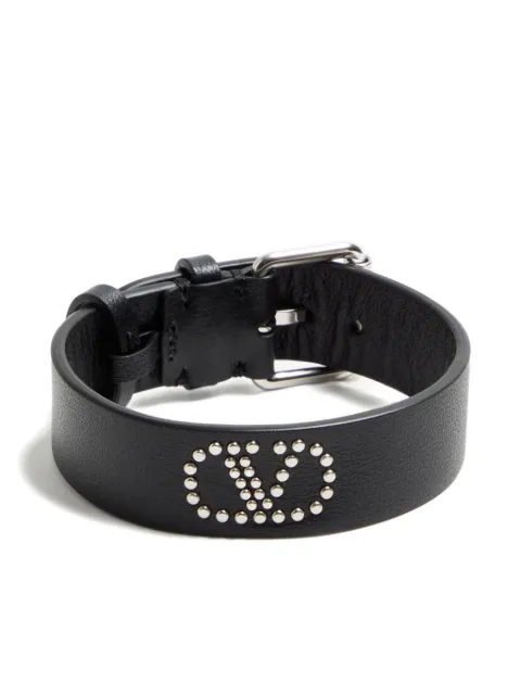Valentino Garavani VLOGO SIGNATURE LEATHER AND METAL BRACELET