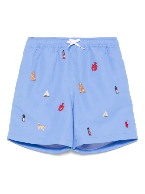 POLO RALPH LAUREN KIDS shorts de playa con motivo bordado