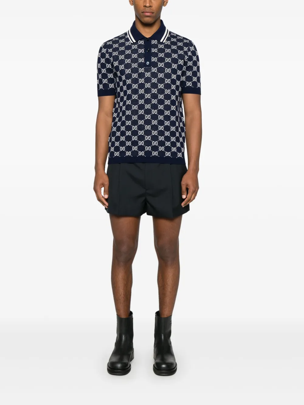 Gucci Poloshirt met jacquard - Blauw