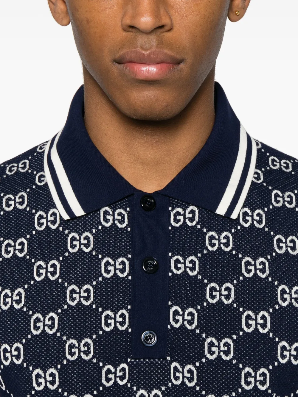 Gucci Poloshirt met jacquard Blauw
