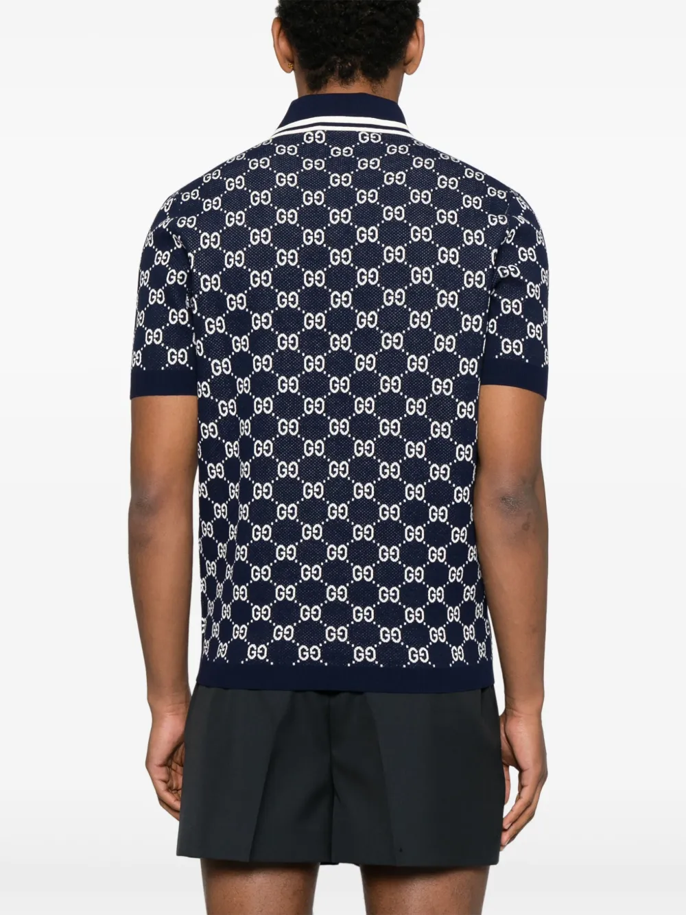 Gucci Poloshirt met jacquard Blauw