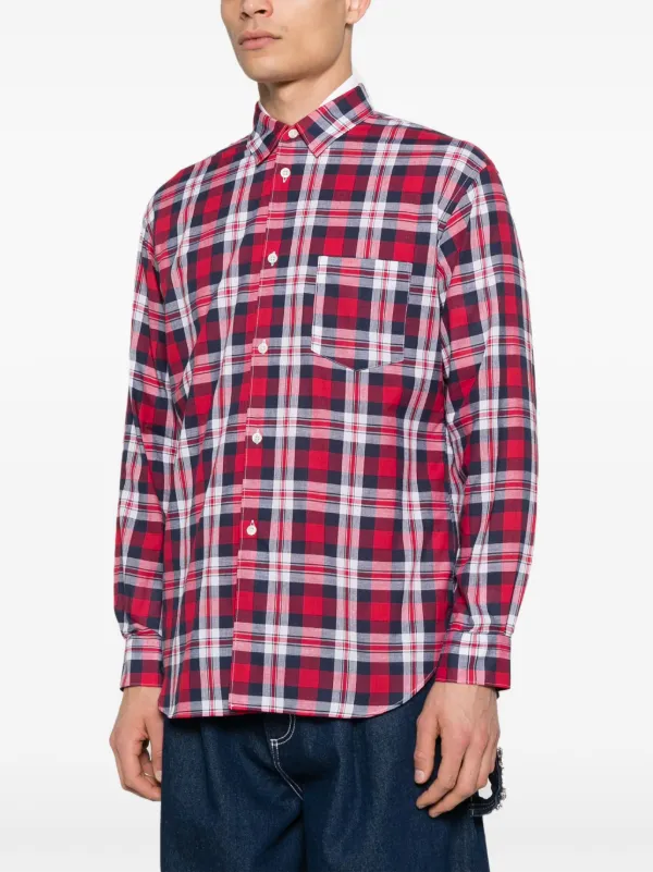 Comme Des Garçons Shirt Checked Shirt | Red | FARFETCH PL