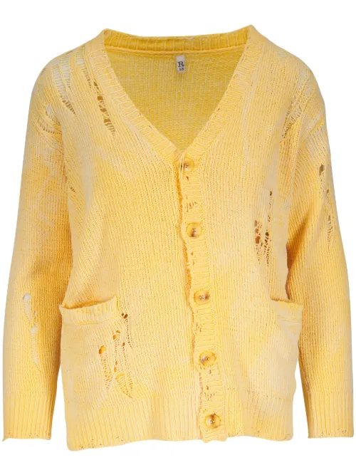 R13 cardigan à effet usé - Jaune - R13 - Modalova
