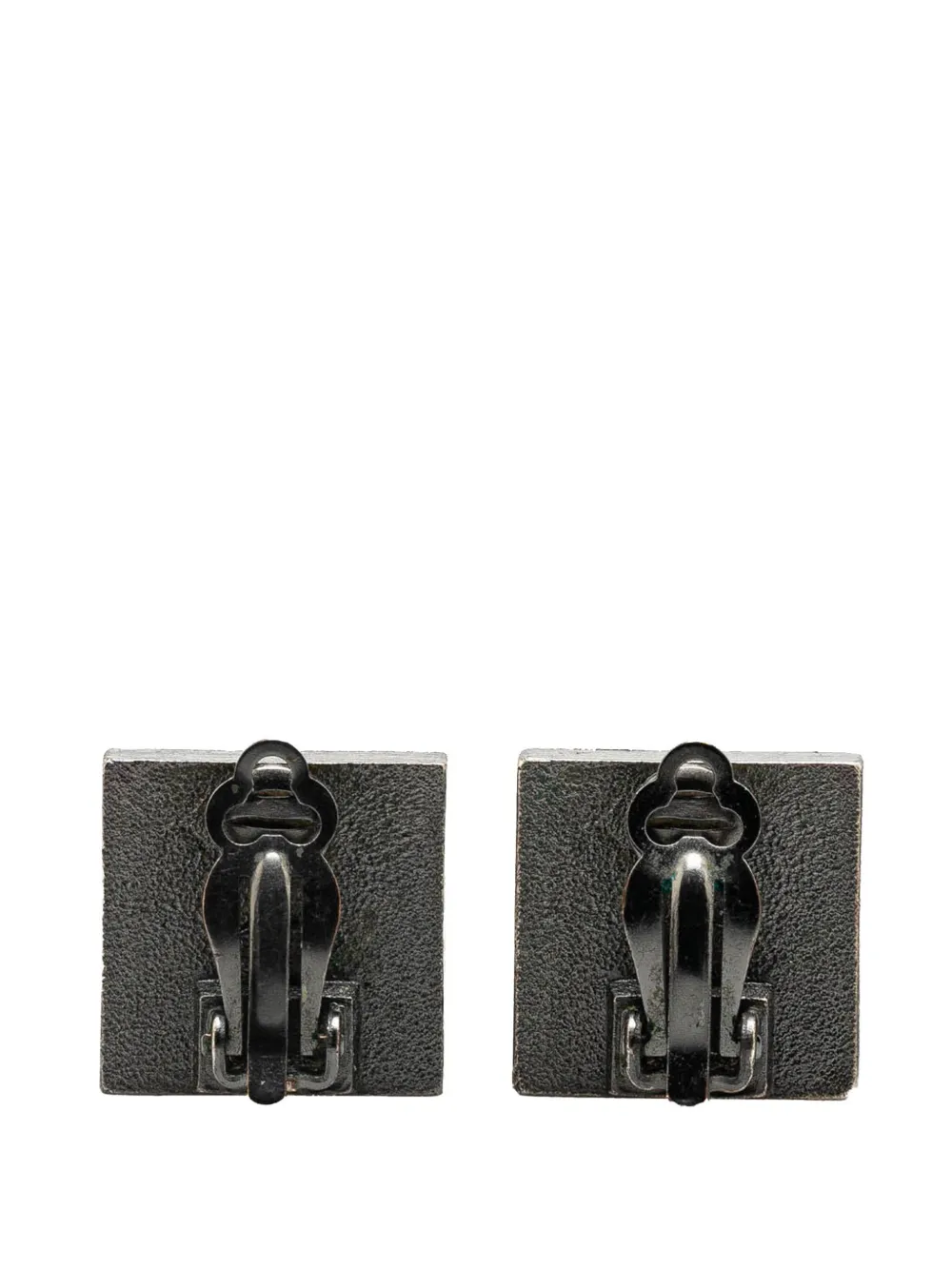 Pre-owned Chanel 2000 Silver Plated Square Crystal Clip On Earrings Costume Earrings