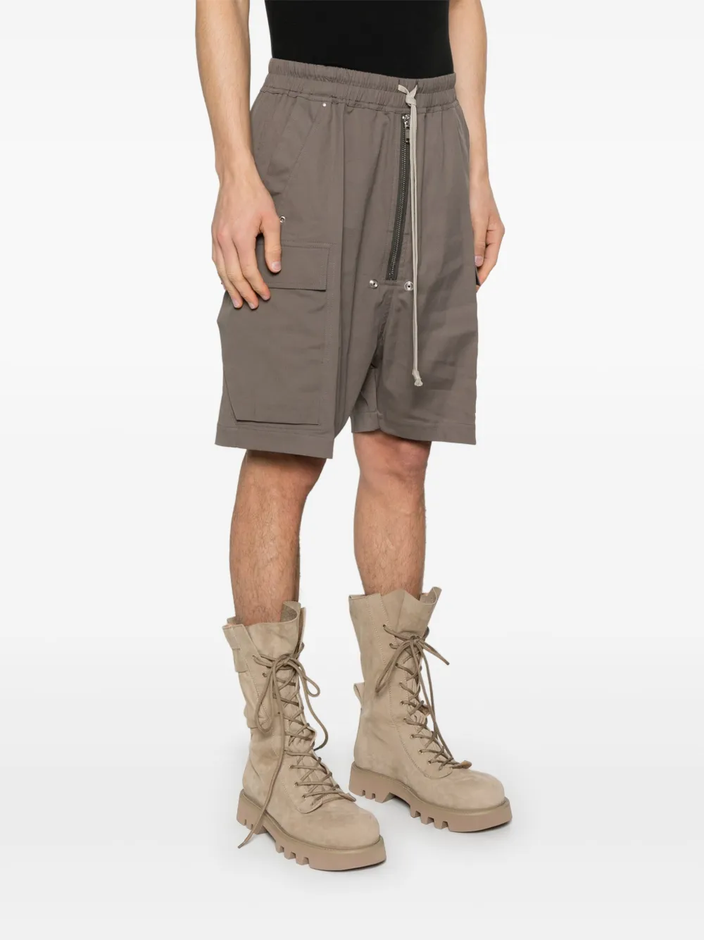 Shop Rick Owens Cargobela Shorts In Grey