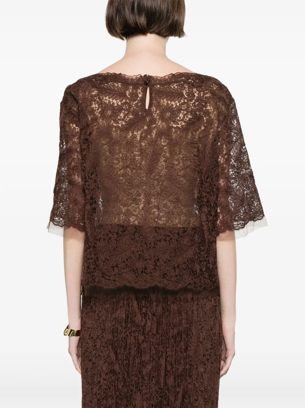 Ermanno Scervino Blouse met kant Bruin