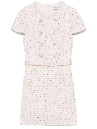 Self-Portrait ゴージャス Boucle Pearl ミニドレス Cream Boucle Diamante Bow Mini Dress – self-portrait-US