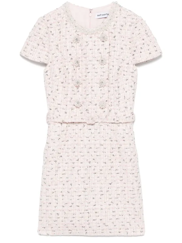 【Self-portrait】ピンクブークレパールミニドレス Pink Boucle Pearl Top – self-portrait-US