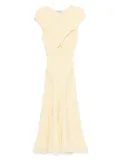 Self-Portrait lace-insert knitted midi dress - Yellow