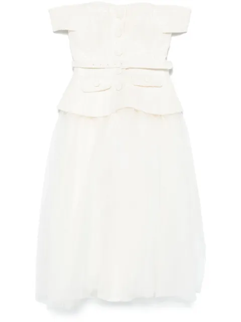 Self-Portrait bouclé tulle midi dress
