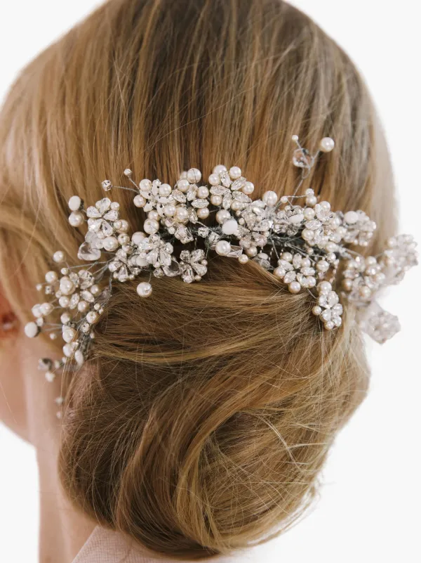 Jennifer Behr Silver Floral Hair Comb Jennifer Behr Phillipa Hair Comb - Silver | Editorialist main image 2
