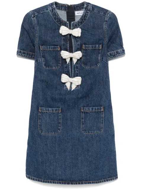 Self-Portrait denim bow mini dress