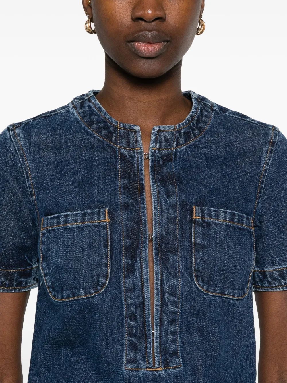 【SELF PORTRAIT】デニム ダイアモンド リボン ミニドレス Denim Diamante Bow Mini Dress – self-portrait