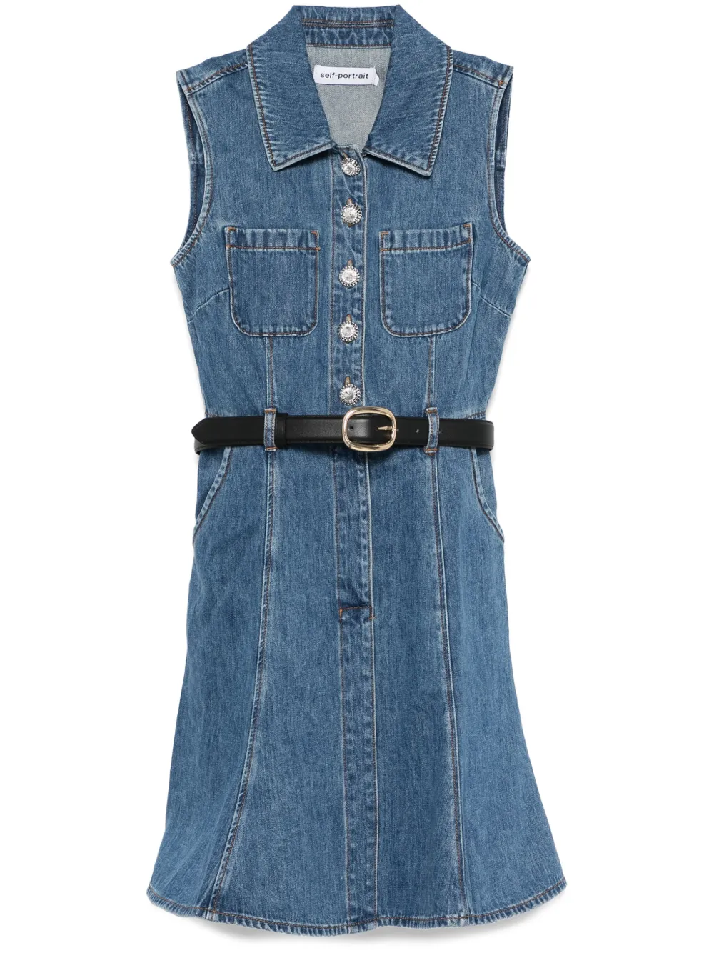 sleeveless denim mini dress