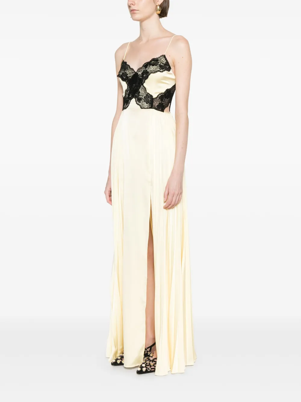 SELF-PORTRAIT SATIN LACE MAXI DRESS