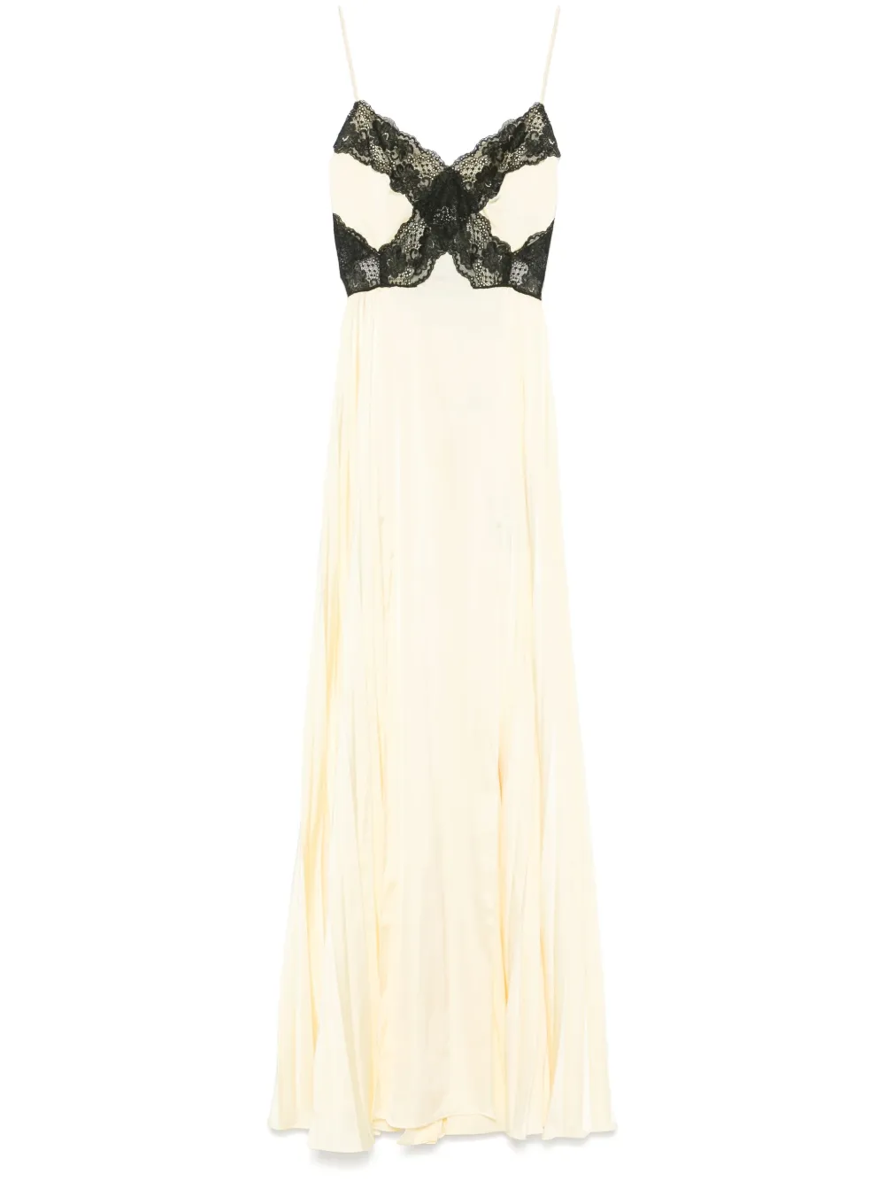 Self-Portrait satin lace maxi dress | Yellow | Image 1