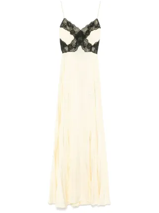 Self Portrait☆Yellow satin lace Maxi dress【UK発】 Yellow Satin Lace Maxi Dress – self-portrait-US