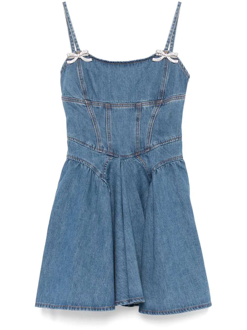 denim flared mini dress