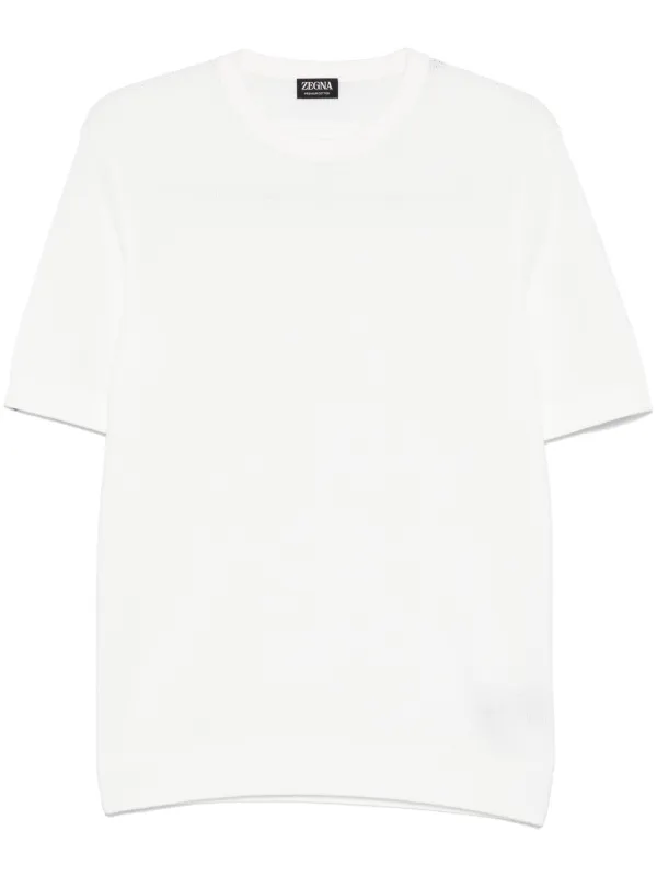 Tシャツ・カットソー ZEGNA PREMIUM COTTON STITCH T-SHIRT (RUFC25A9 C10 WHITE) Optical White Structured Striped Centoventimila Cotton Shirt