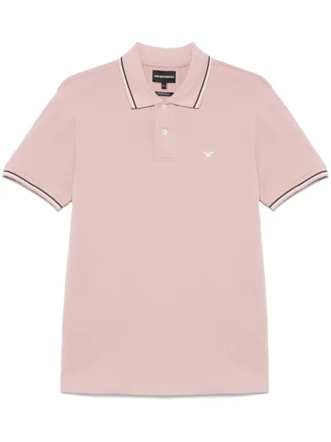 Emporio Armani striped-trim piqué polo shirt