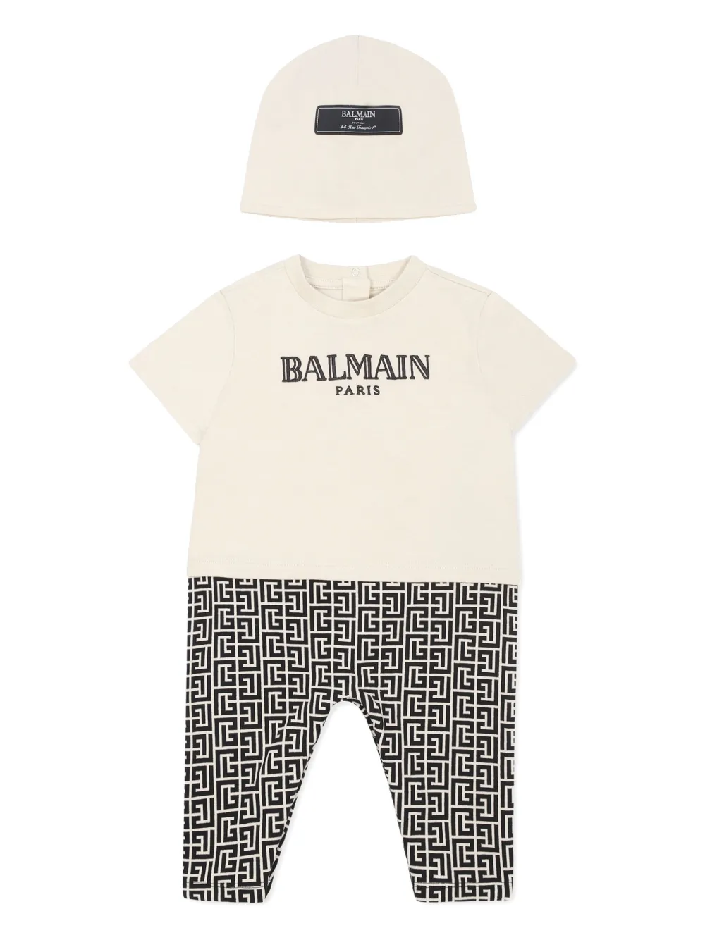 Balmain Kids Babypakje met logoprint Beige