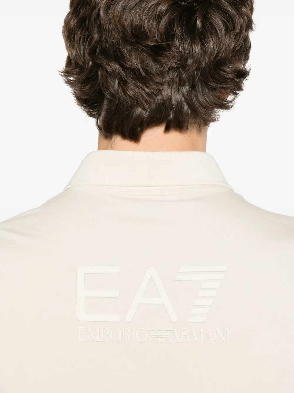 Ea7 Emporio Armani Poloshirt met logo-reliëf Beige