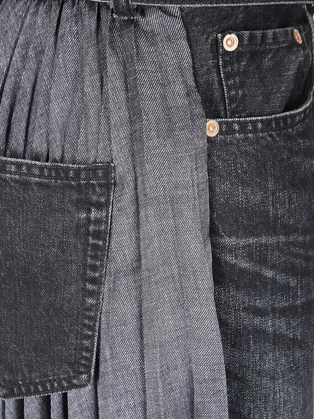 sacai Geplooide denim rok Zwart