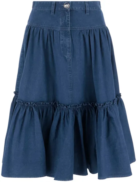 Valentino Garavani tiered denim midi skirt