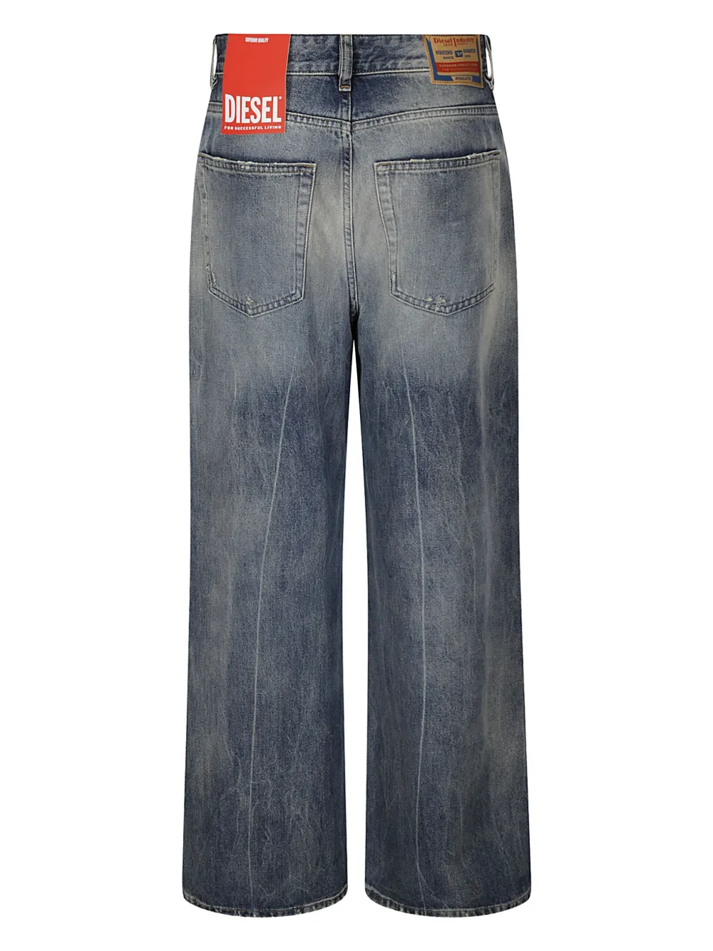 Diesel Washed Effect Wide Leg Jeans In Blue