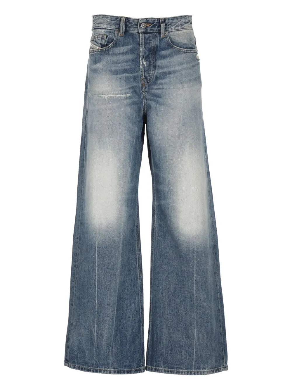 washed effect wide leg jeans